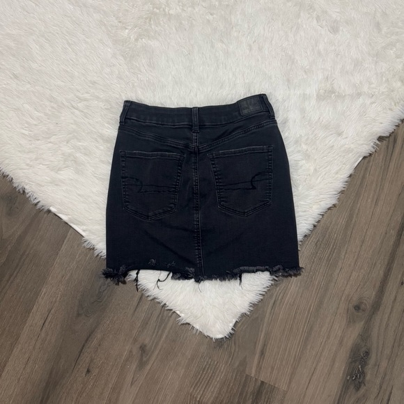 Black Distressed Mini Jean Skirt // American Eagle - Picture 2 of 6